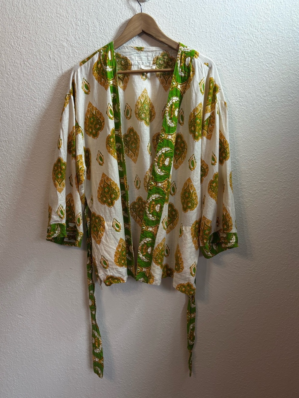 Haute Hippie Linen Blend Paisley Belted Kimono Wrap Jacket Large